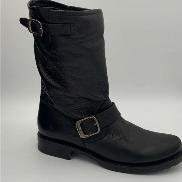 Frye Black Leather Combat & Moto Boots - Picture 2 of 7